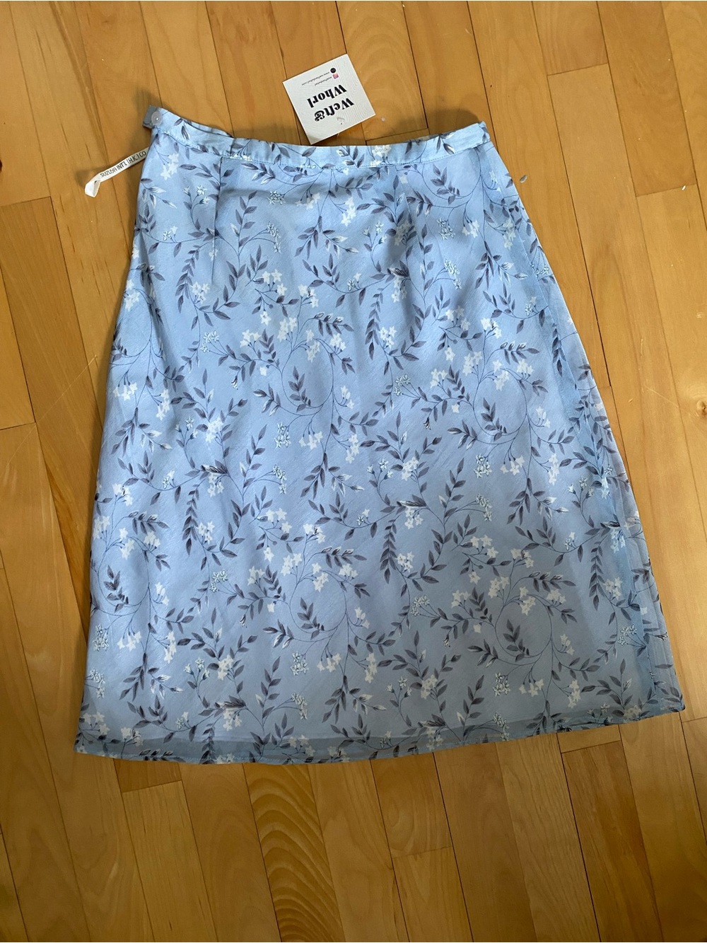 Light Blue Floral A-Line Skirt